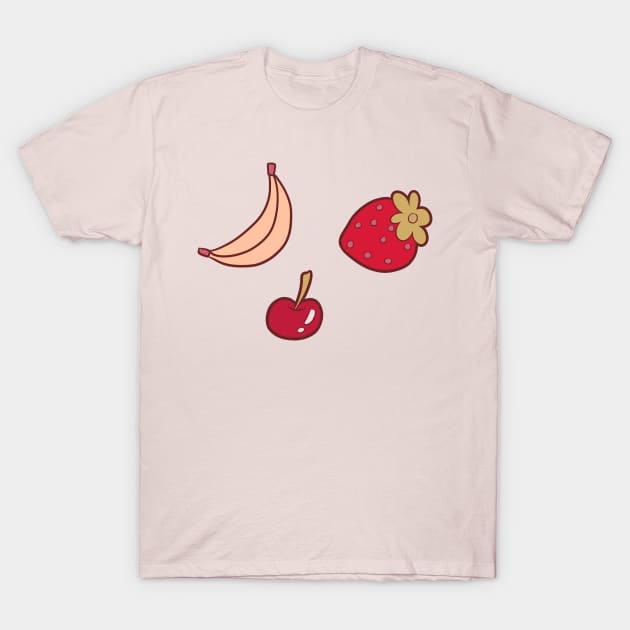 Strawberry Cherry and Banana T-Shirt by saradaboru